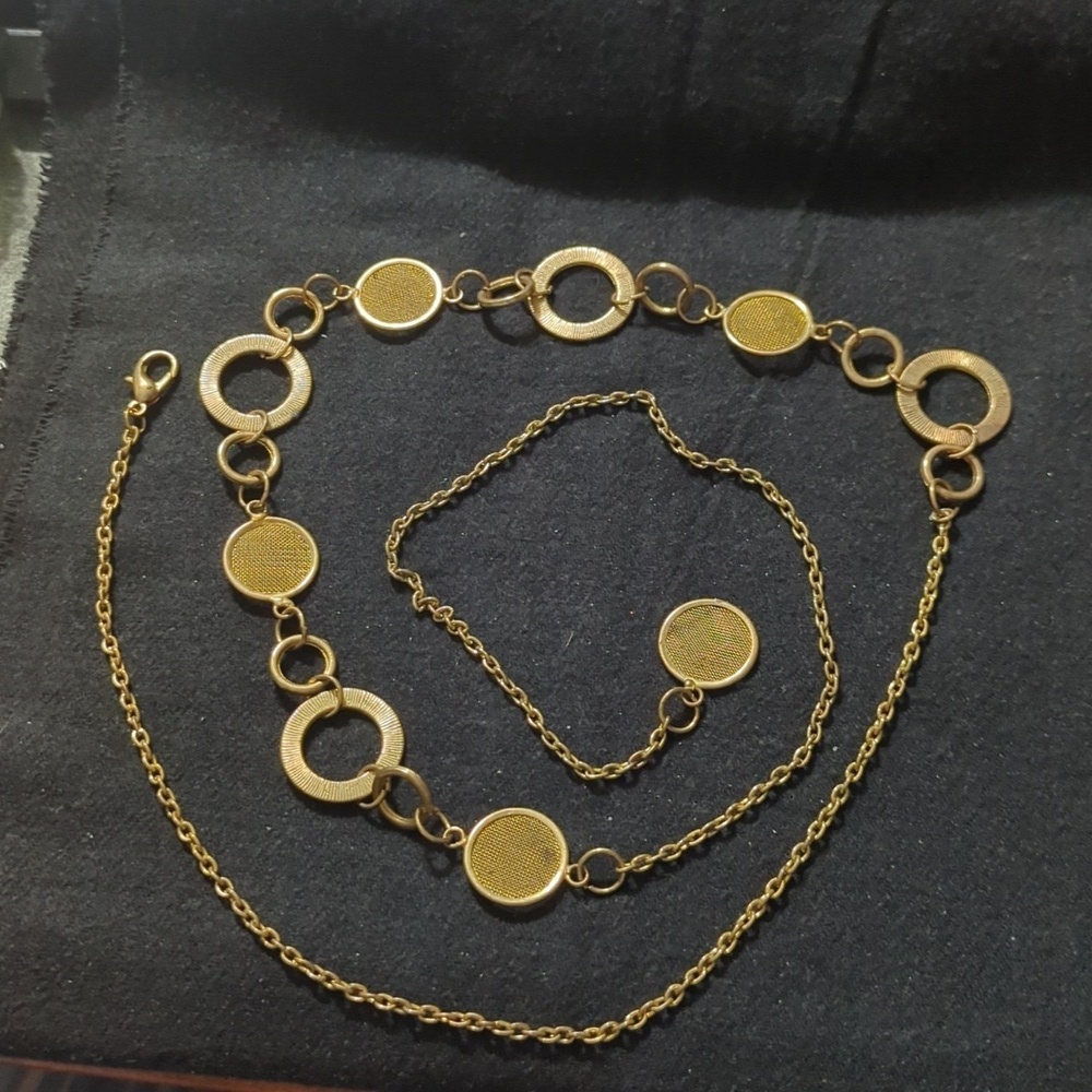 Gold Tone Mesh Disc Chain Link Belly Chain Waist Chain Statement Belt